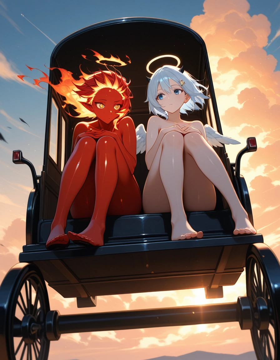 2girls, multiple girls, nude, halo, wings, angel · Yamete.gg