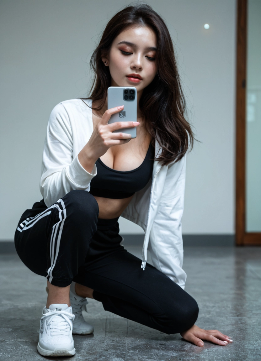 1girl, realistic, solo, breasts, phone, cellphone · Yamete.gg