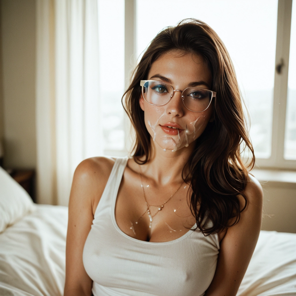 1girl, solo, breasts, necklace, facial, cum · Yamete.gg