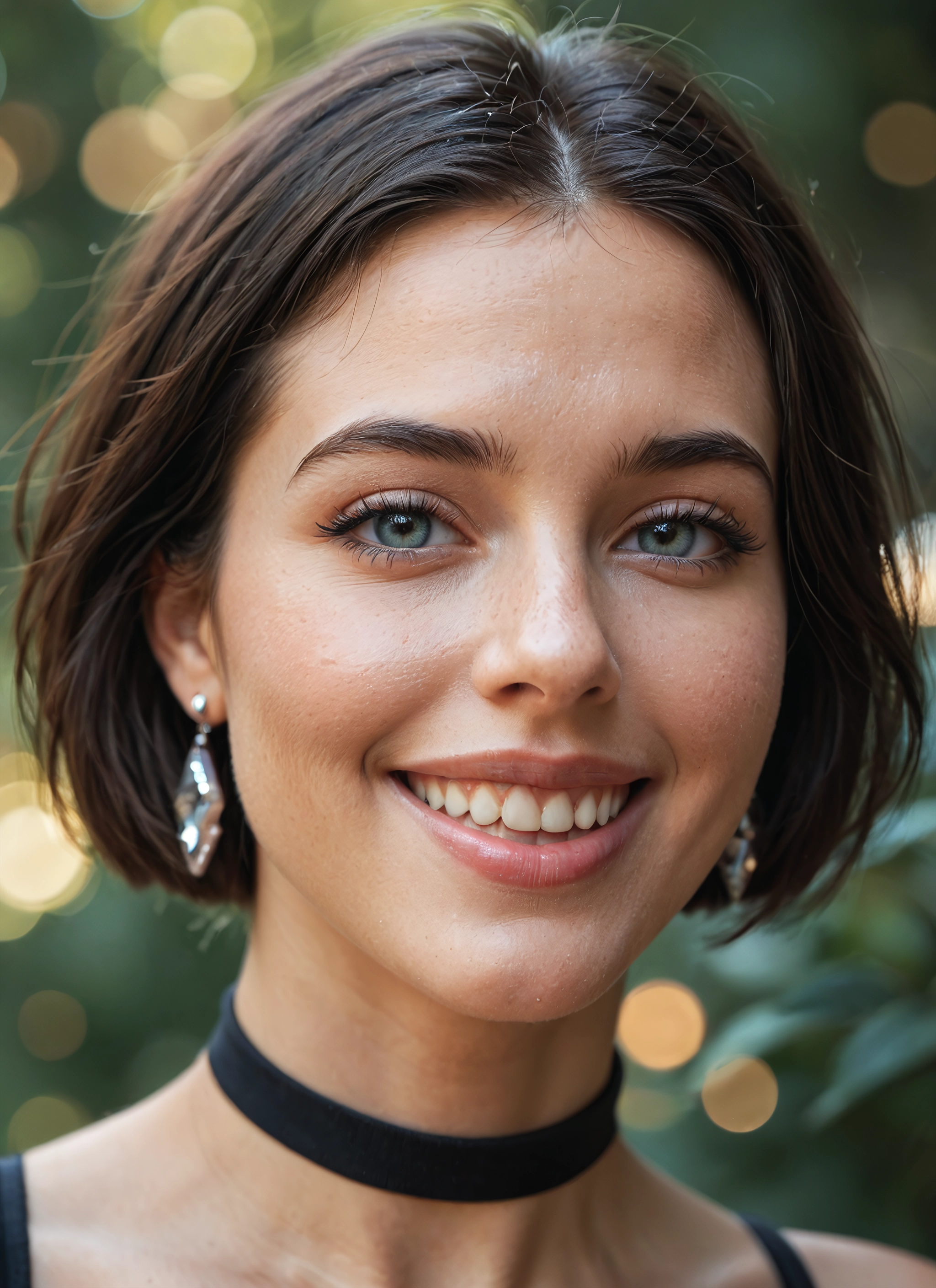 1girl, solo, jewelry, earrings, choker, smile · Yamete.gg