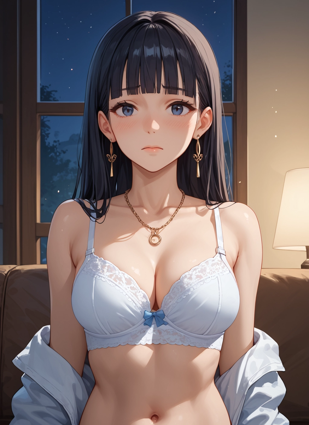 1girl, breasts, solo, underwear, bra, jewelry · Yamete.gg