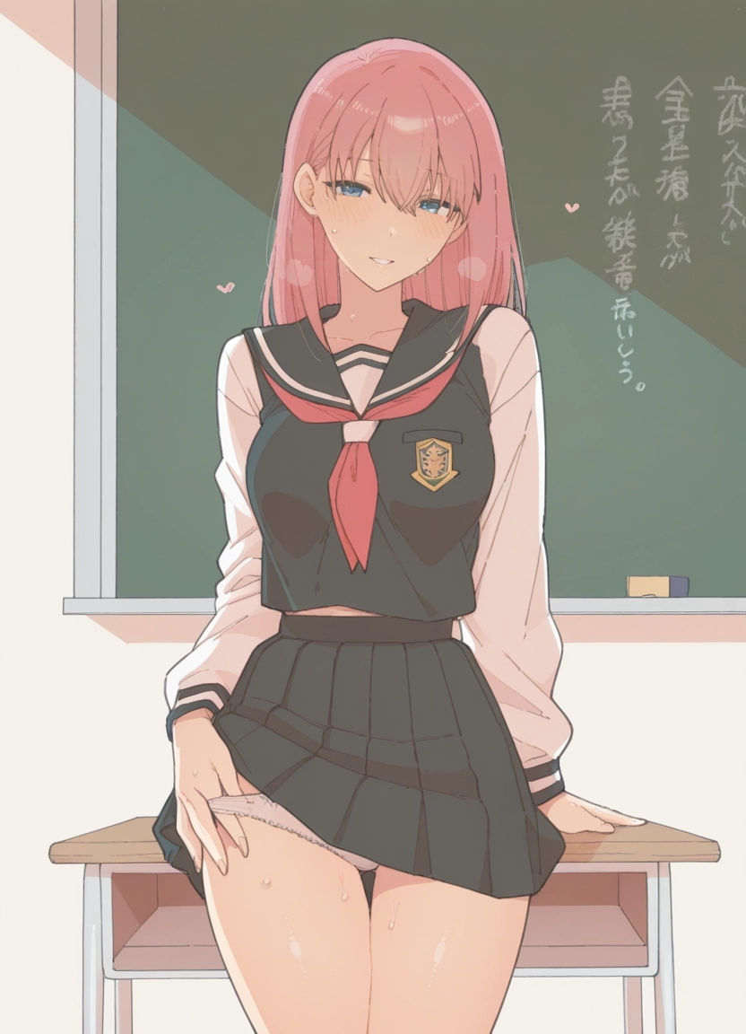 1girl, solo, underwear, panties, skirt, school uniform · Yamete.gg