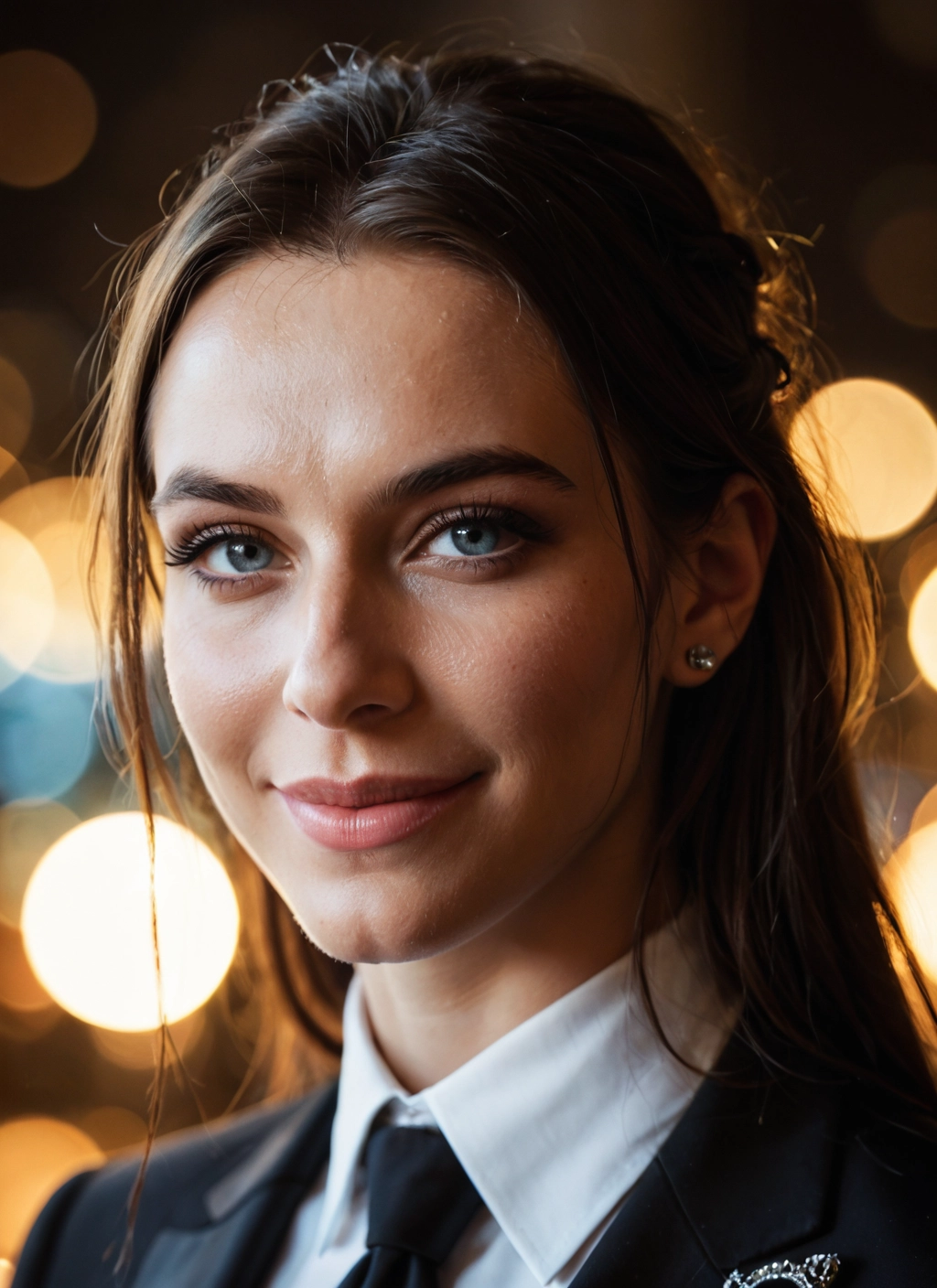 solo, 1girl, jewelry, earrings, necktie, long hair · Yamete.gg