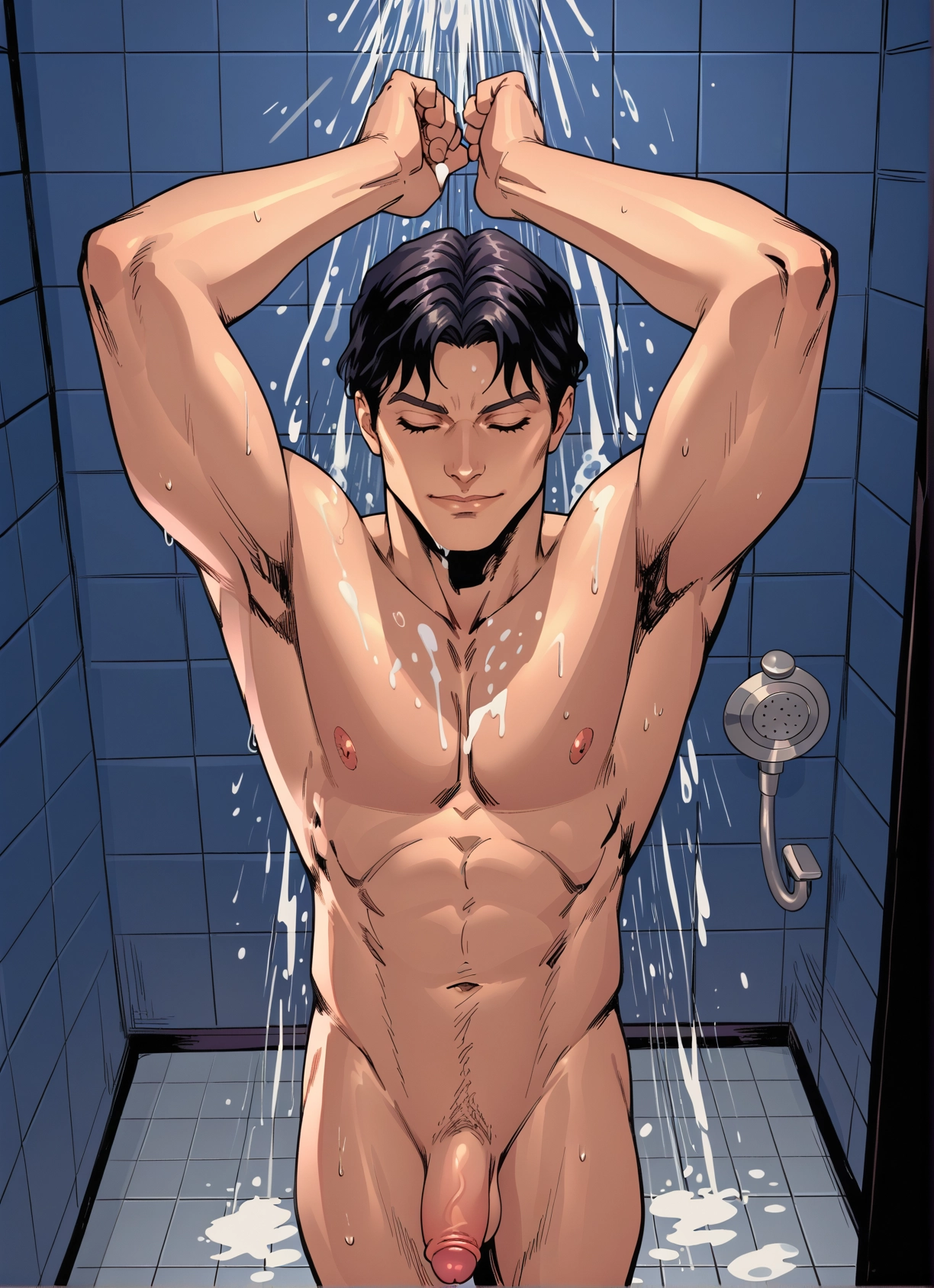bara, male focus, 1boy, penis, solo, nude · Yamete.gg