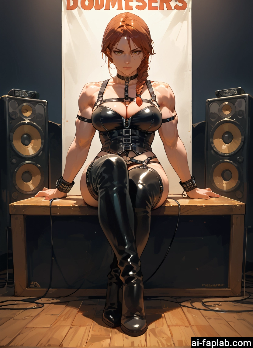 1girl, breasts, thighhighs, braid, boots, muscular female
