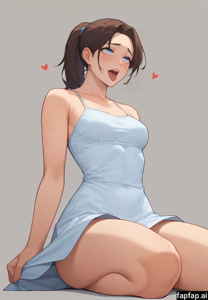 1girl, solo, dress, brown hair, breasts, tongue · Yamete.gg