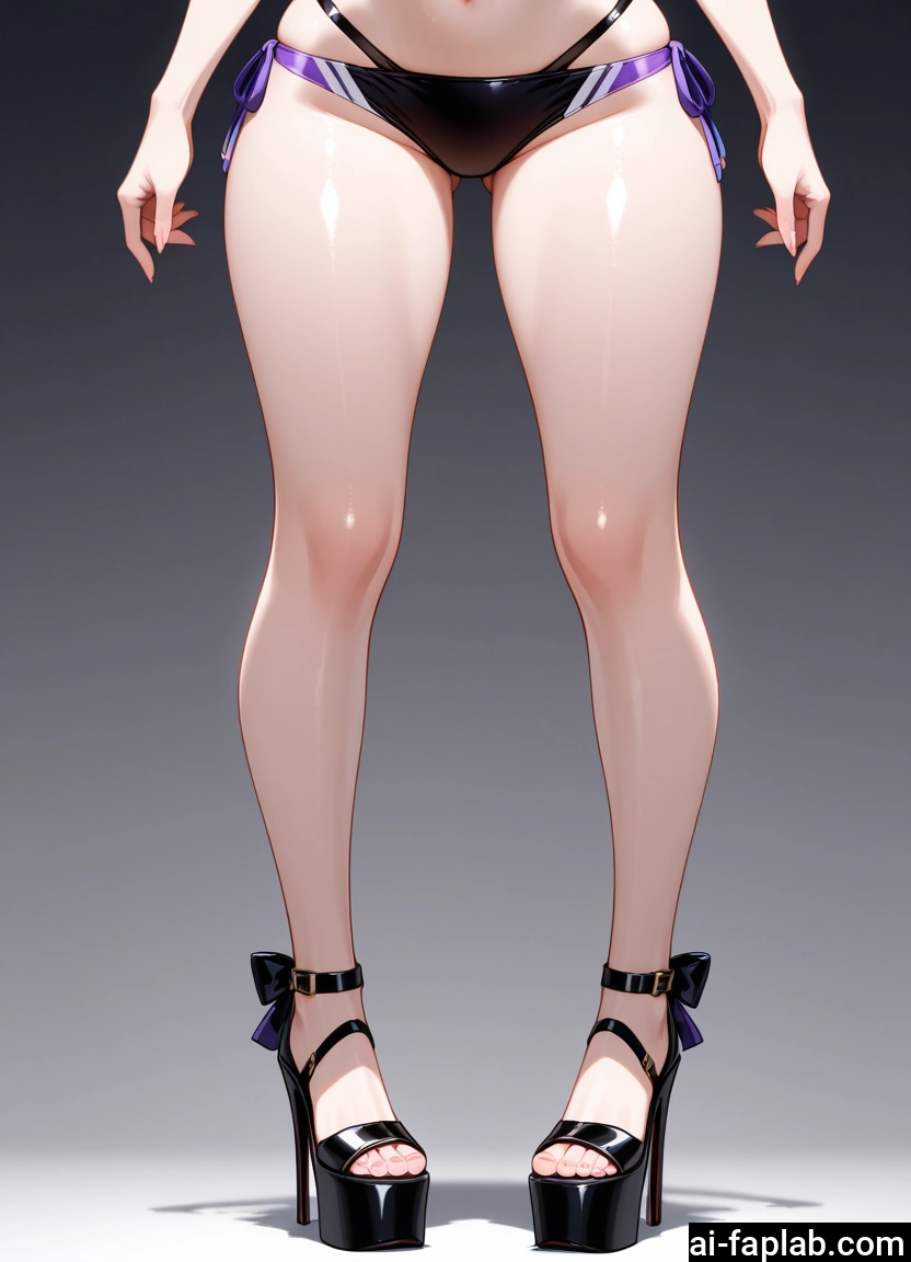 1girl, swimsuit, solo, bikini, high heels, black bikini · Yamete.gg