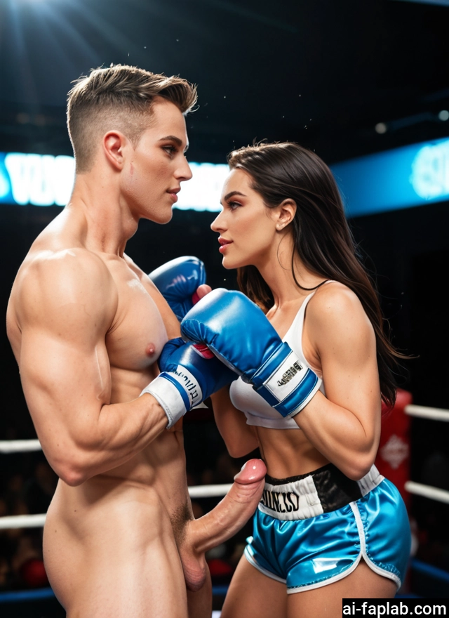 penis, 1girl, 1boy, boxing gloves, shorts, uncensored · Yamete.gg