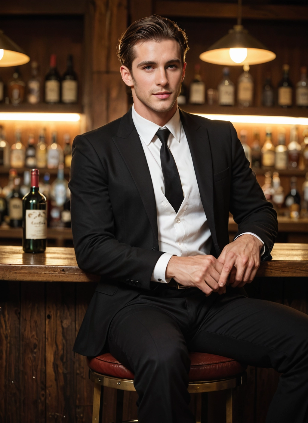 1boy, male focus, solo, necktie, facial hair, formal · Yamete.gg