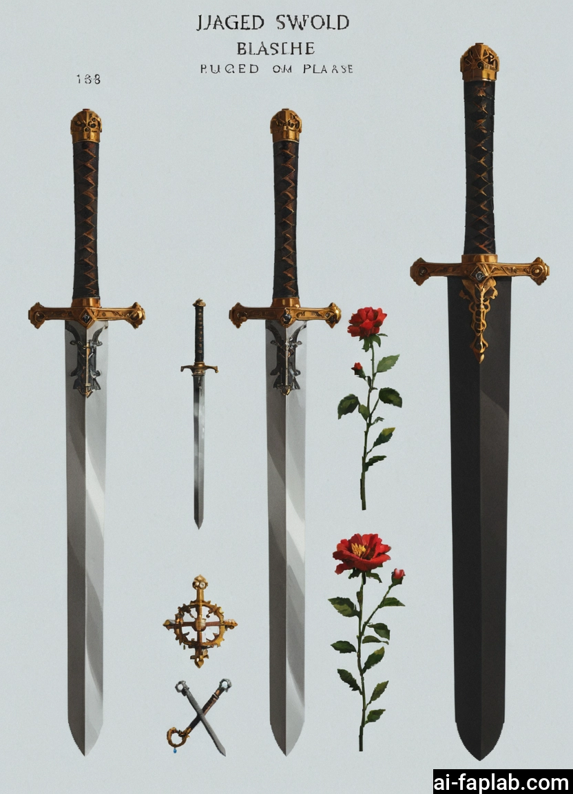 no humans, weapon, sword, flower, weapon focus, red flower