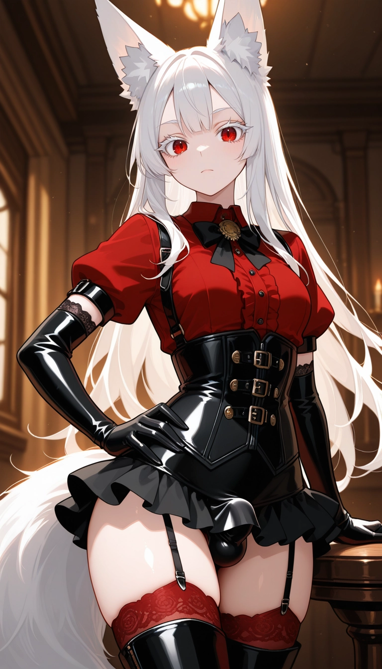 garter straps, solo, gloves, thighhighs, 1girl, animal ears · Yamete.gg