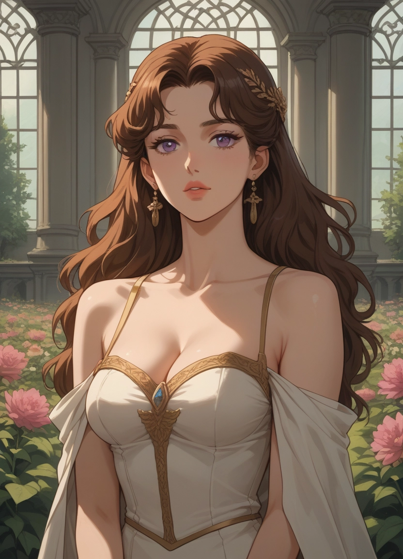 1girl, breasts, jewelry, solo, earrings, cleavage