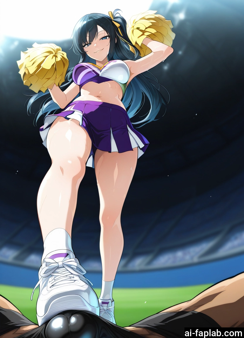 1girl, cheerleader, pom pom (cheerleading), skirt, 1boy, breasts · Yamete.gg