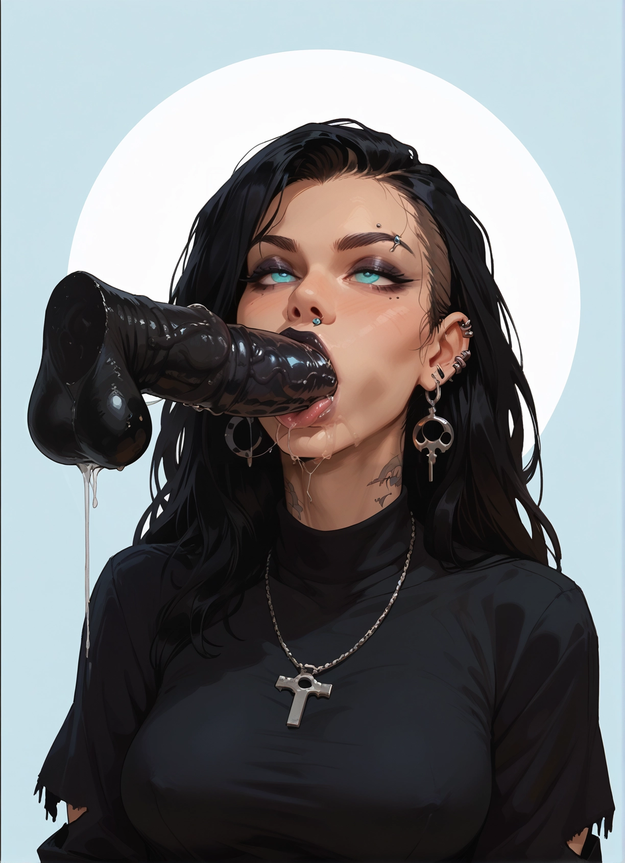 1girl, penis, jewelry, piercing, black hair, hetero · Yamete.gg