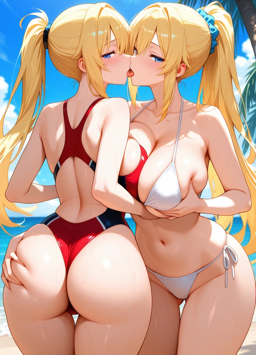 breasts, swimsuit, multiple girls, 2girls, blonde hair, ass · Yamete.gg