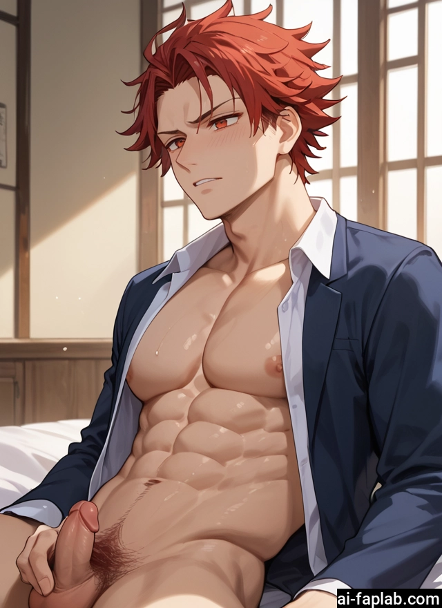bara, male focus, penis, 1boy, solo, pectorals · Yamete.gg
