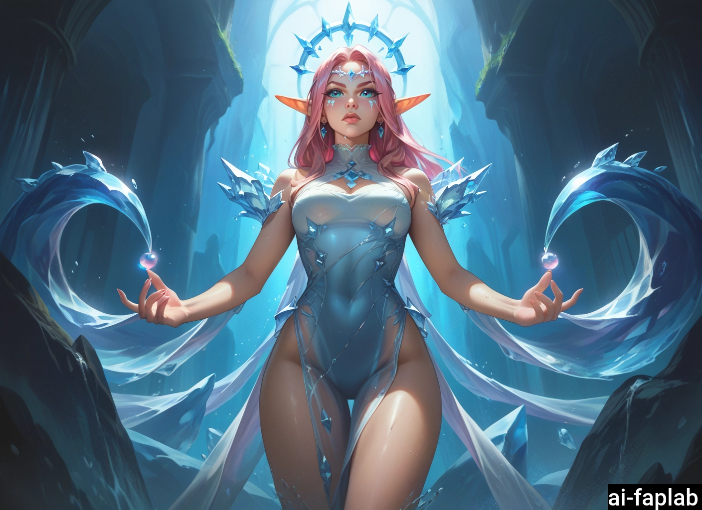 1girl, solo, pointy ears, jewelry, earrings, breasts · Yamete.gg