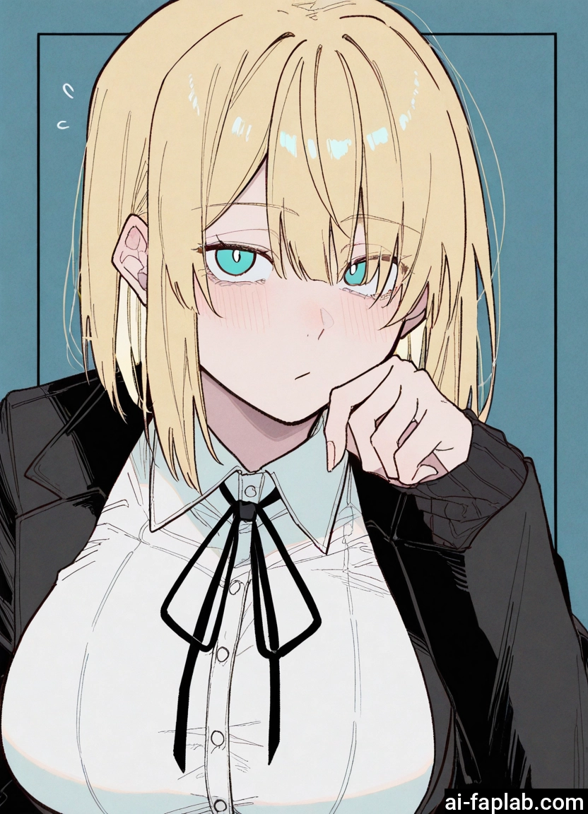 1girl, blonde hair, solo, shirt, breasts, white shirt