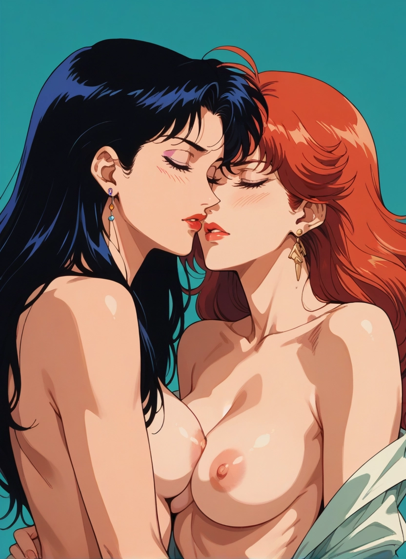 multiple girls, 2girls, breasts, nipples, closed eyes, yuri · Yamete.gg