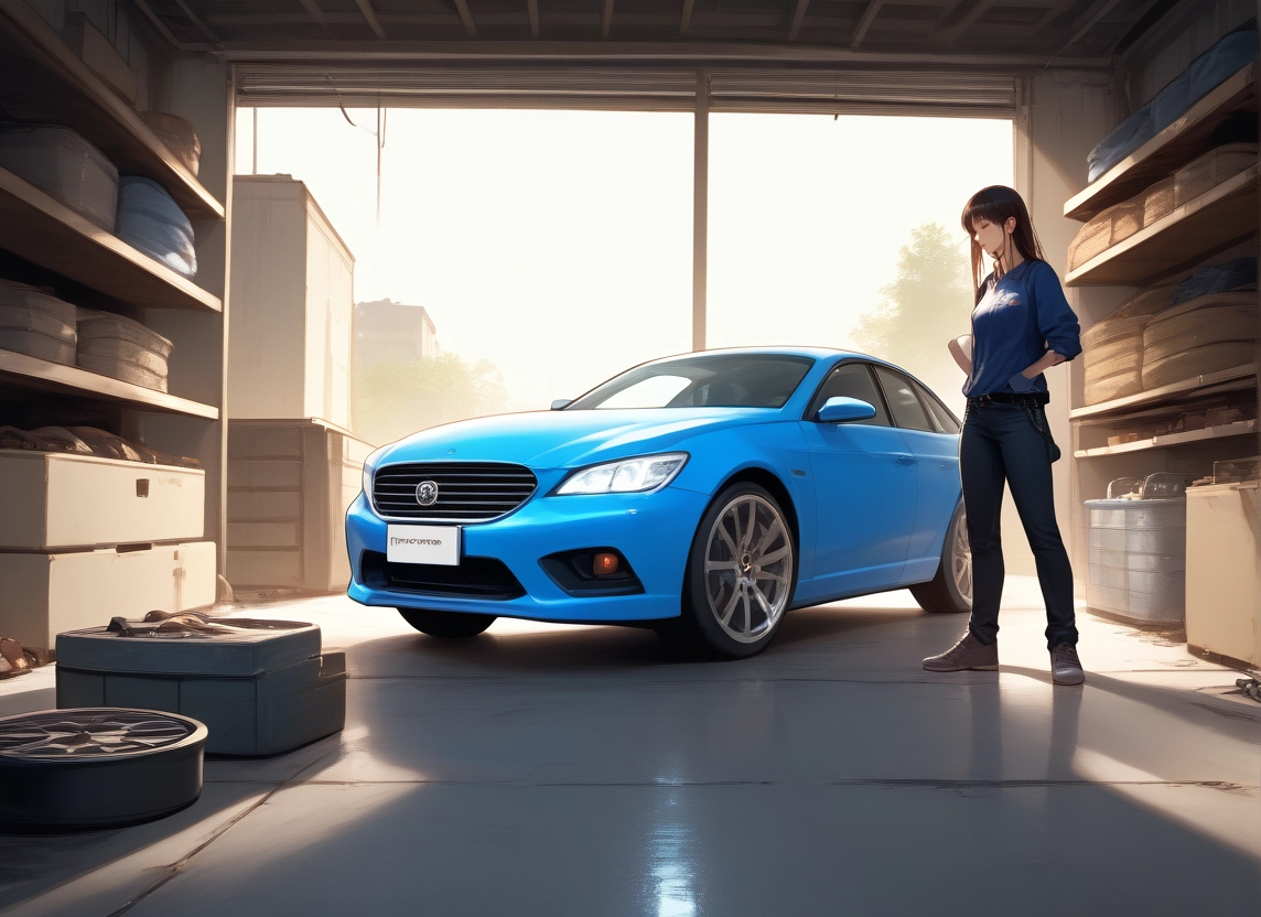 1girl, ground vehicle, motor vehicle, car, pants, long hair · Yamete.gg