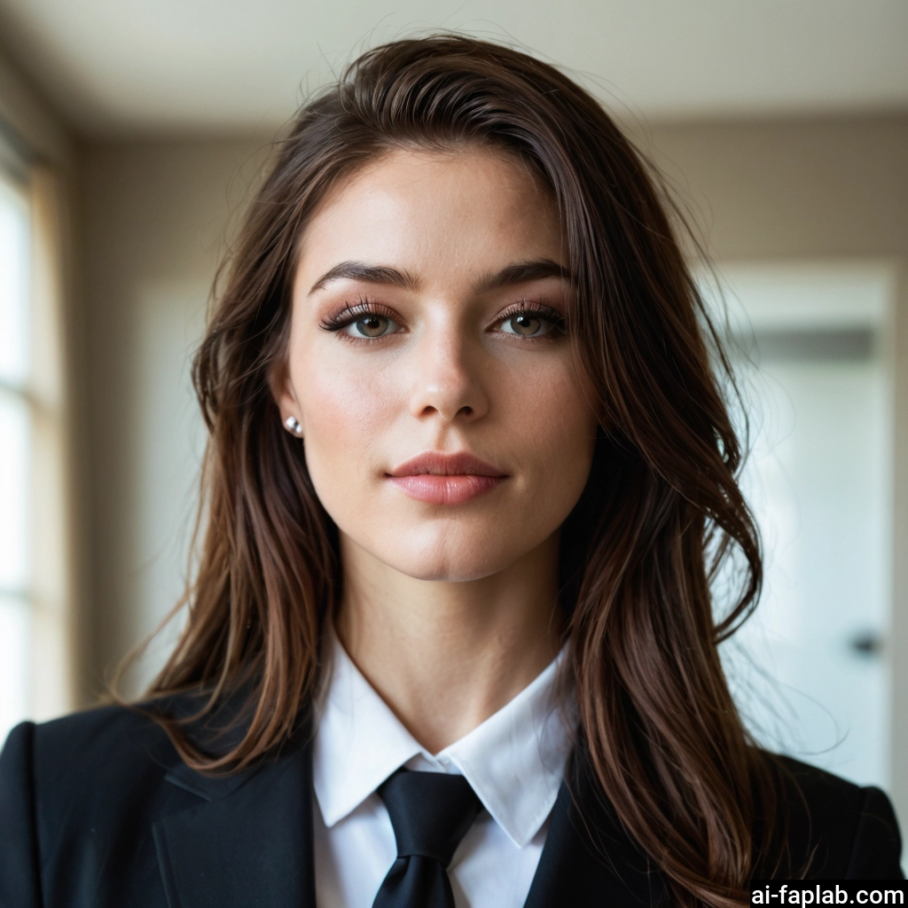 1girl, solo, necktie, brown eyes, brown hair, jewelry · Yamete.gg