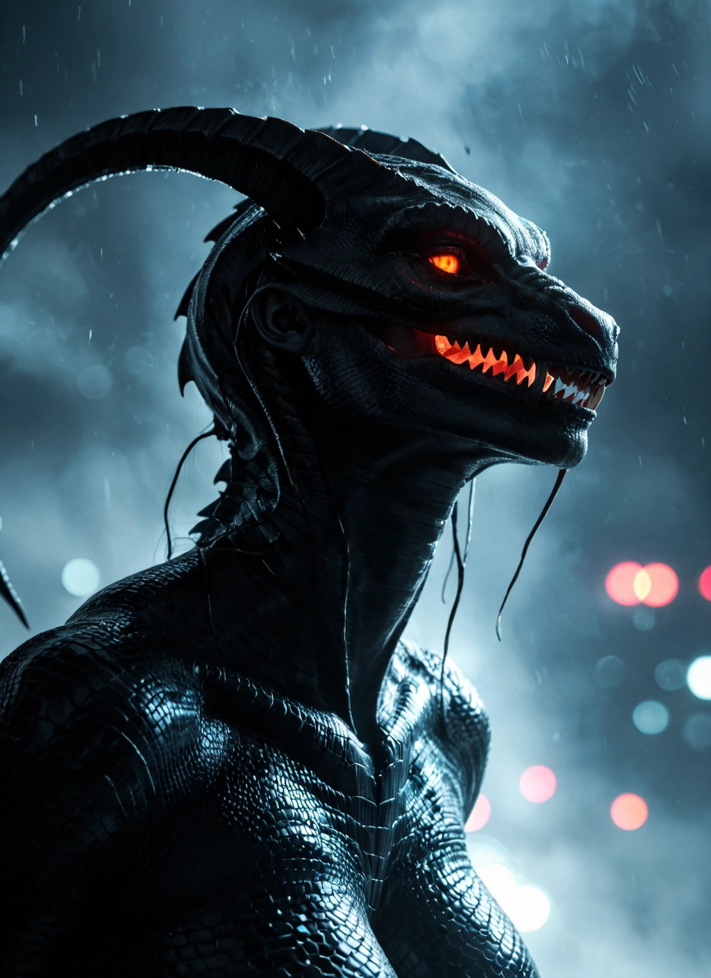 rain, no humans, solo, teeth, sharp teeth, glowing · Yamete.gg