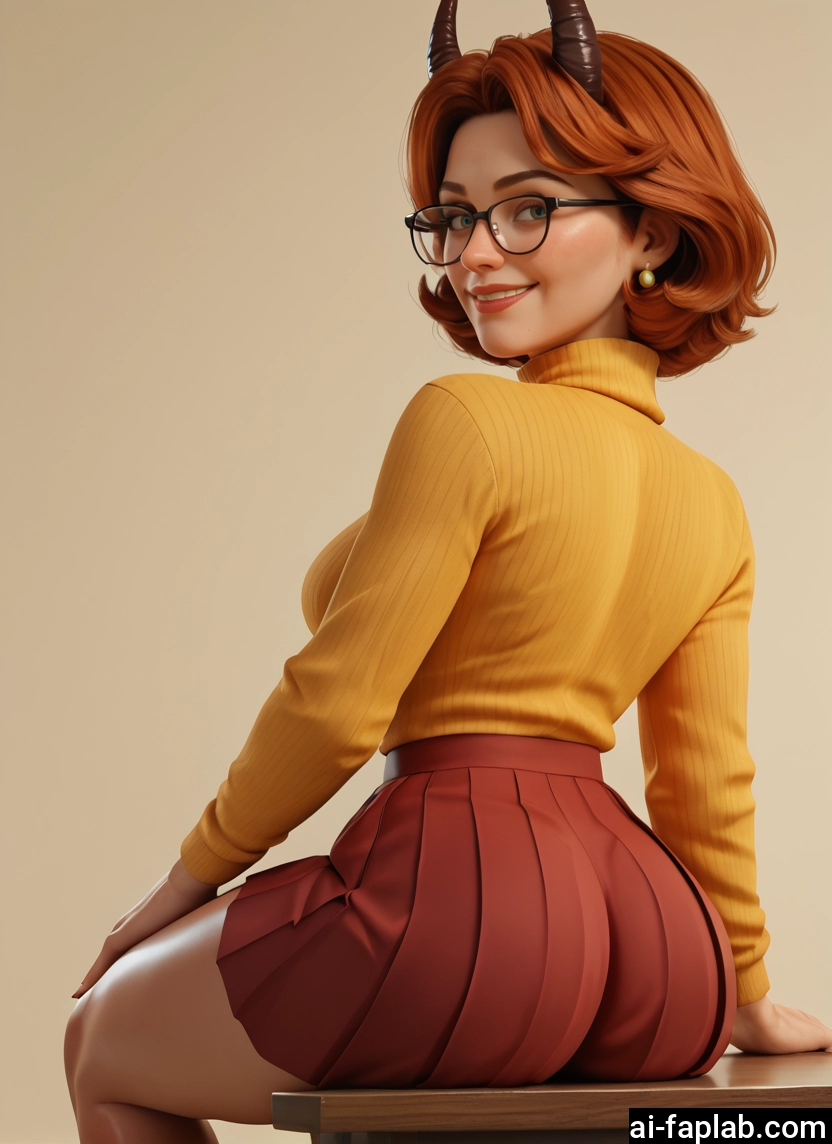 1girl, skirt, glasses, solo, horns, jewelry · Yamete.gg
