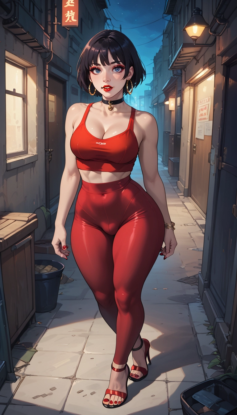 1girl, breasts, jewelry, hoop earrings, short hair, solo · Yamete.gg
