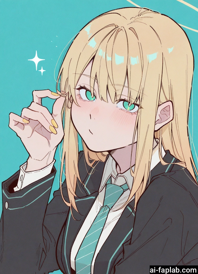 1girl, solo, blonde hair, necktie, long hair, blush · Yamete.gg
