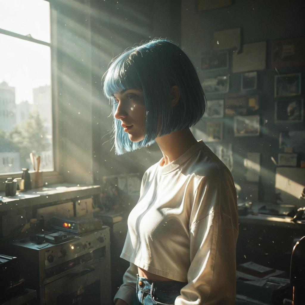 1girl, solo, short hair, indoors, sunlight, bob cut · Yamete.gg
