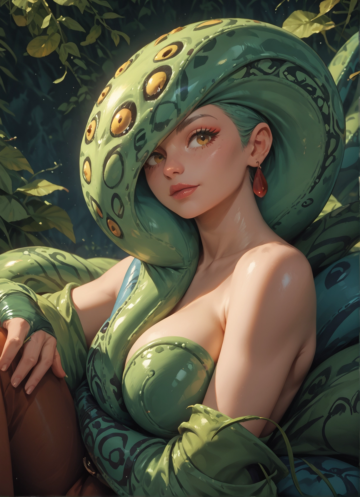 1girl, solo, breasts, jewelry, earrings, looking at viewer · Yamete.gg