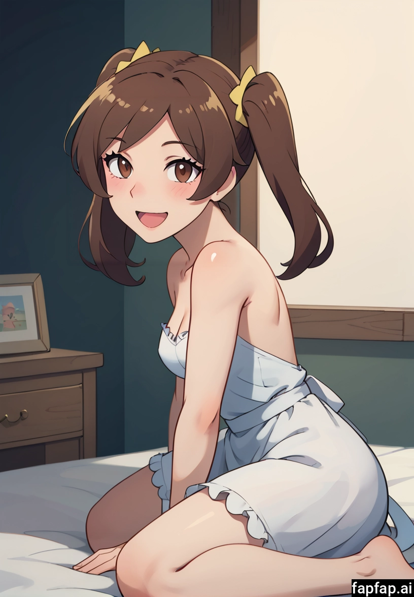 1girl, solo, brown hair, brown eyes, breasts, smile