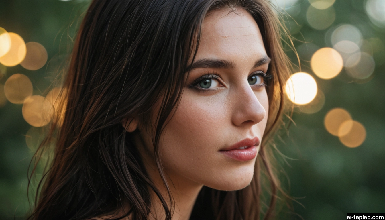 1girl, solo, looking at viewer, brown hair, lips, long hair