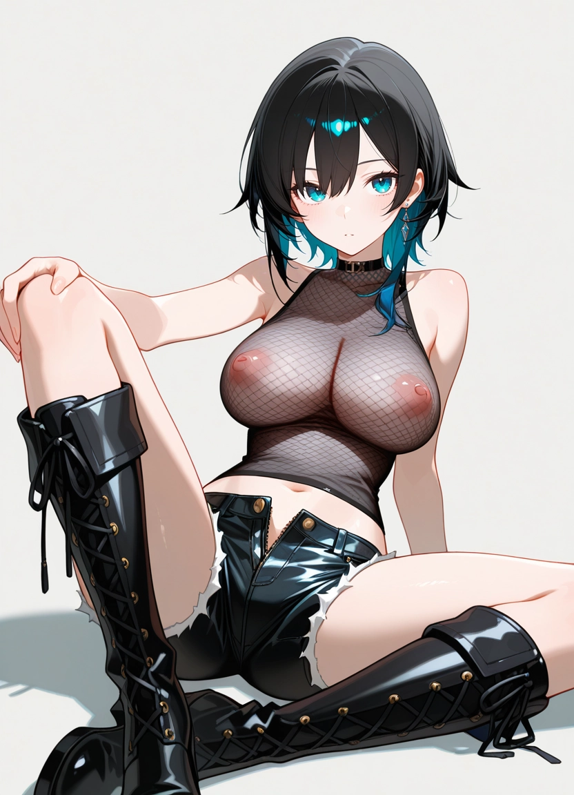 1girl, breasts, boots, solo, shorts, short shorts · Yamete.gg