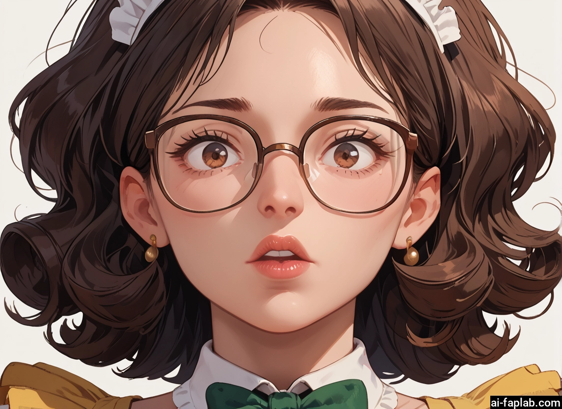 1girl, solo, brown hair, glasses, jewelry, earrings · Yamete.gg