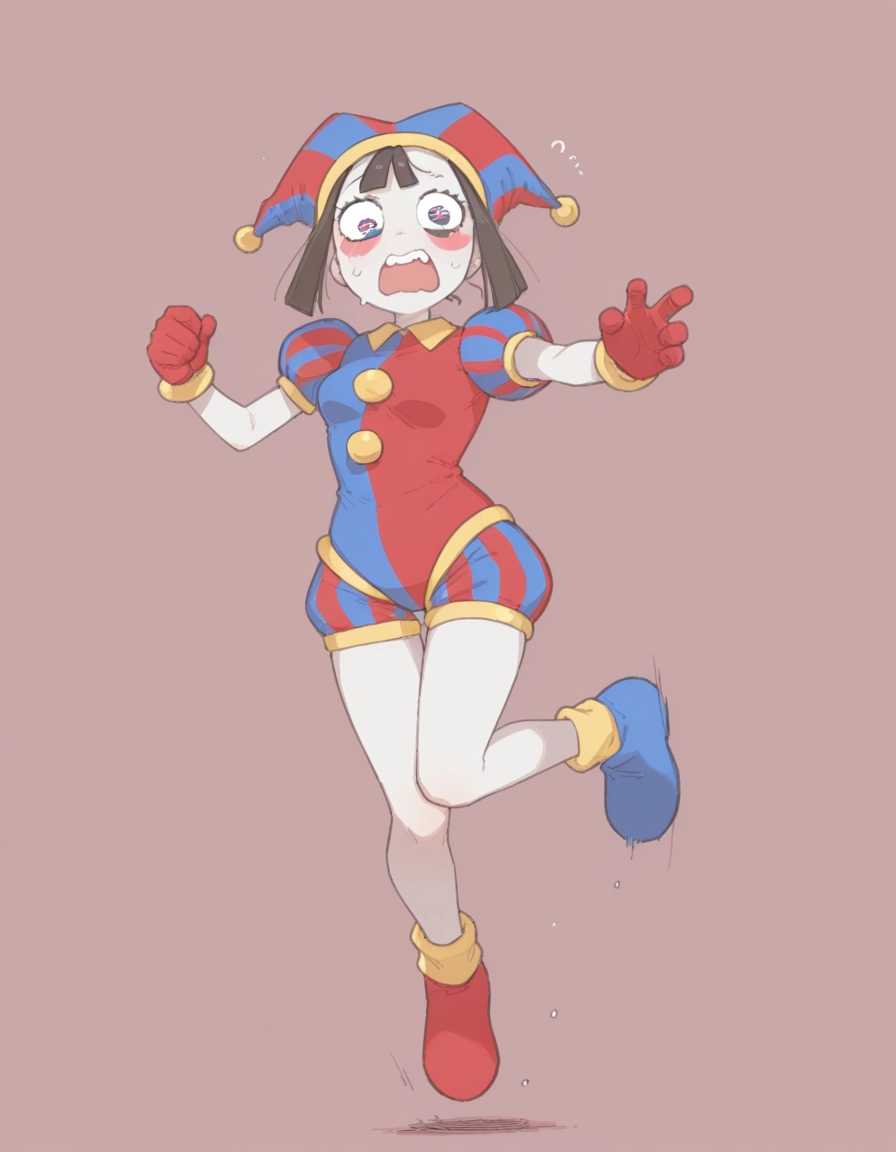 1girl, solo, red gloves, gloves, hat, jester cap · Yamete.gg