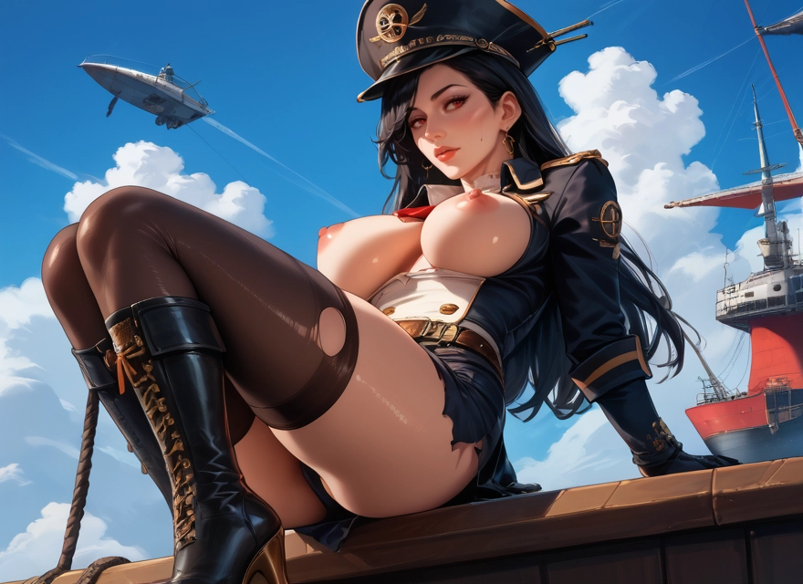 1girl, breasts, nipples, thighhighs, hat, boots · Yamete.gg