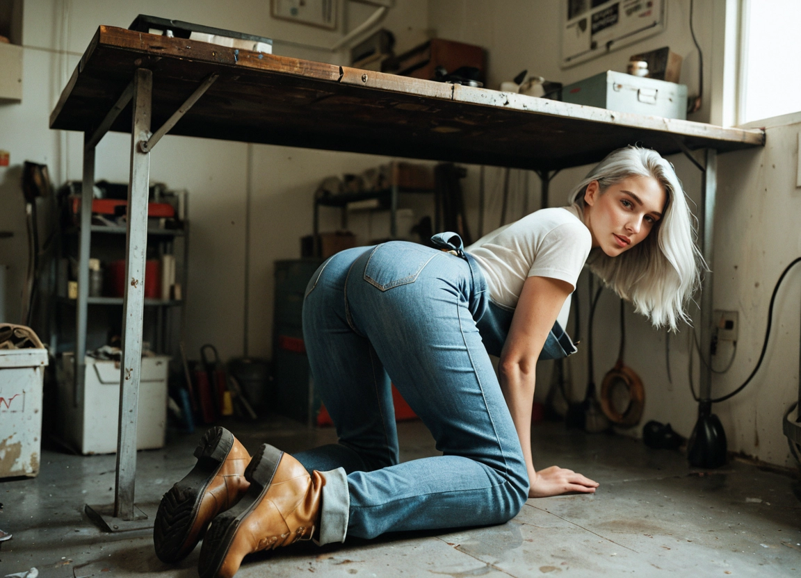 1girl, denim, jeans, solo, shirt, pants · Yamete.gg