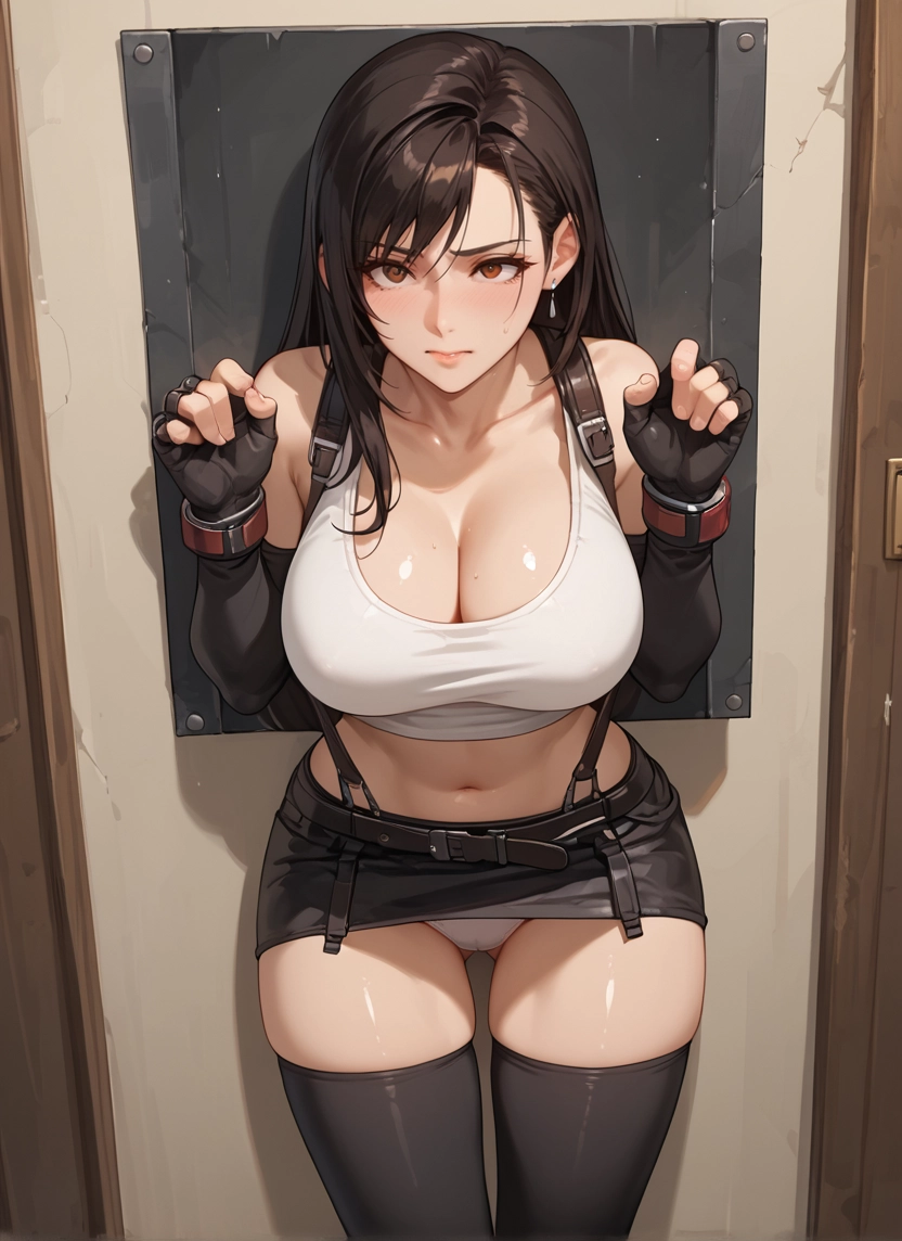 breasts, 1girl, underwear, panties, thighhighs, skirt · Yamete.gg