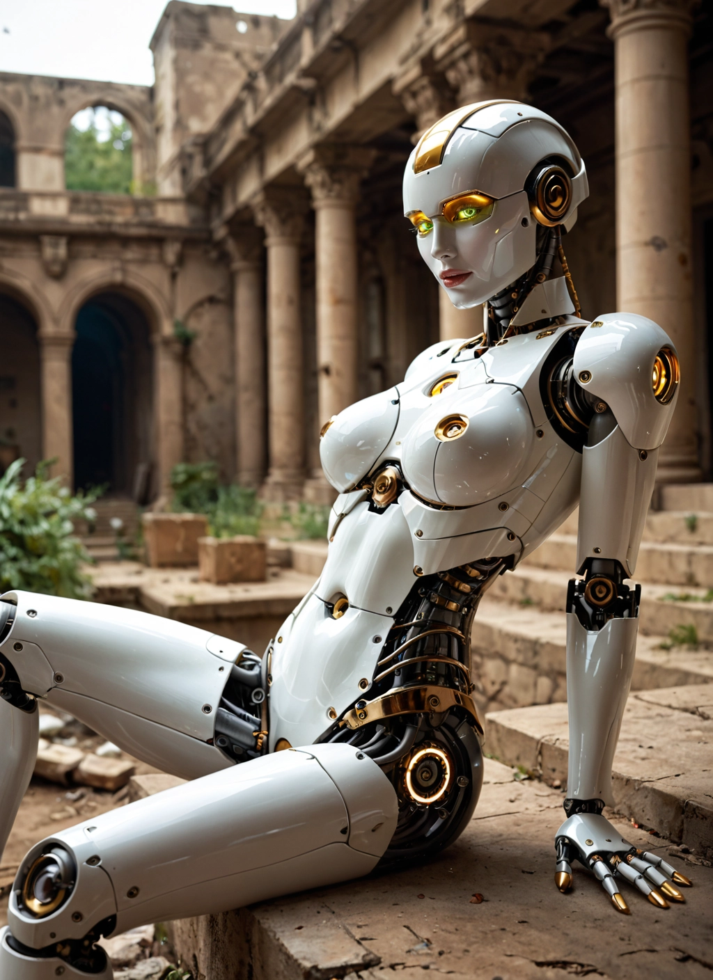1girl, solo, sitting, breasts, robot joints, robot · Yamete.gg