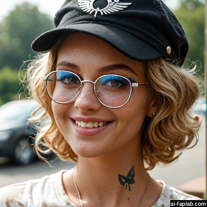 1girl, solo, glasses, hat, blonde hair, jewelry · Yamete.gg