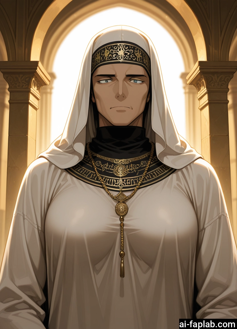 solo, jewelry, necklace, male focus, blue eyes, upper body · Yamete.gg