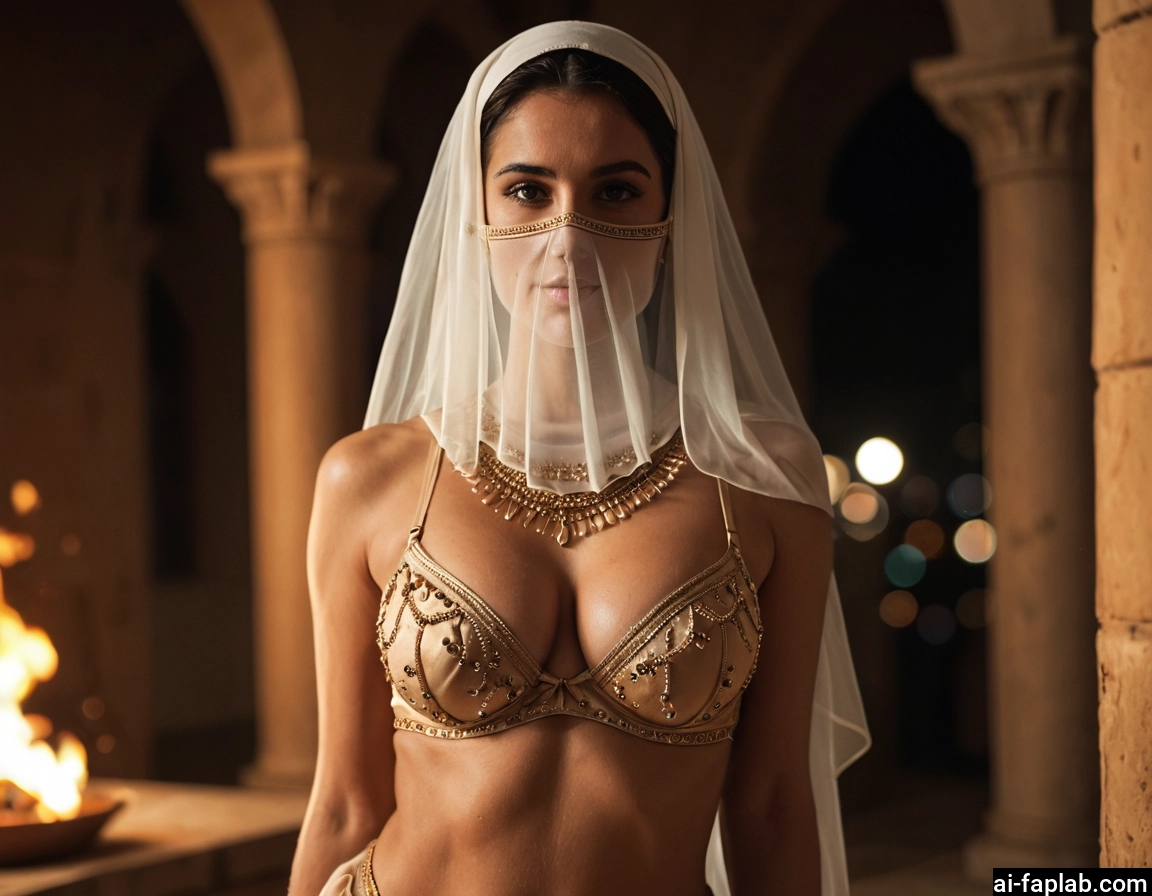 1girl, solo, breasts, veil, bra, underwear
