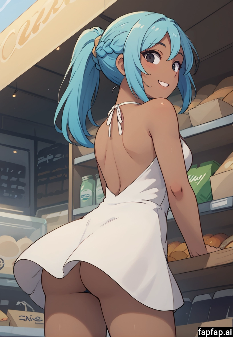 1girl, solo, dress, ass, smile, white dress · Yamete.gg