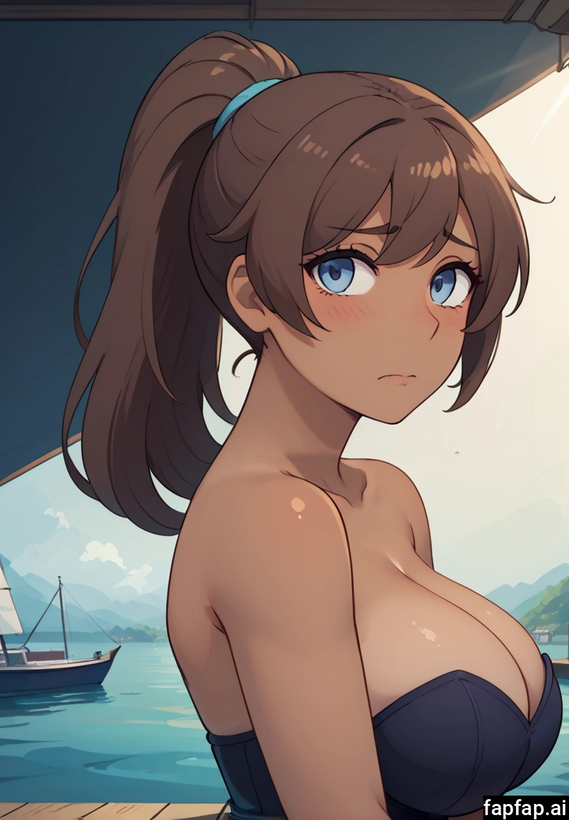 1girl, breasts, solo, brown hair, blue eyes, ponytail · Yamete.gg