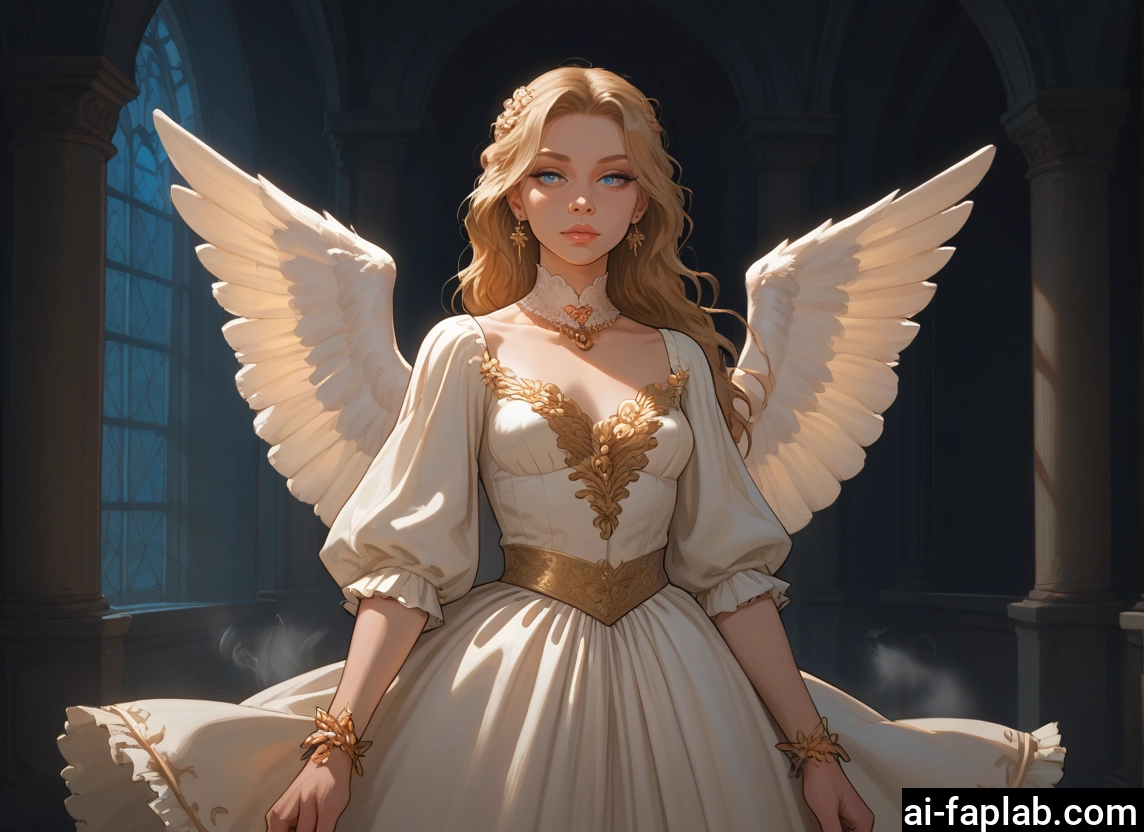 1girl, wings, dress, solo, blue eyes, blonde hair · Yamete.gg