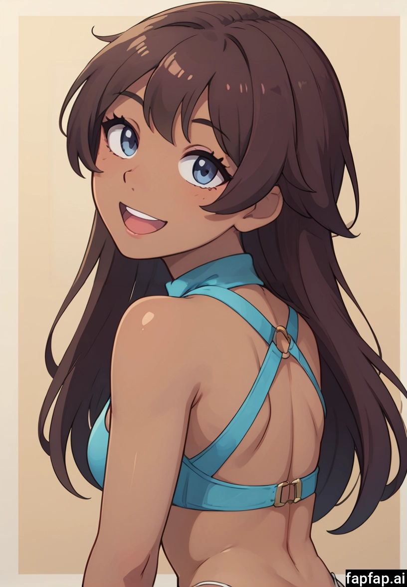 1girl, solo, long hair, blue eyes, dark-skinned female, brown hair · Yamete.gg