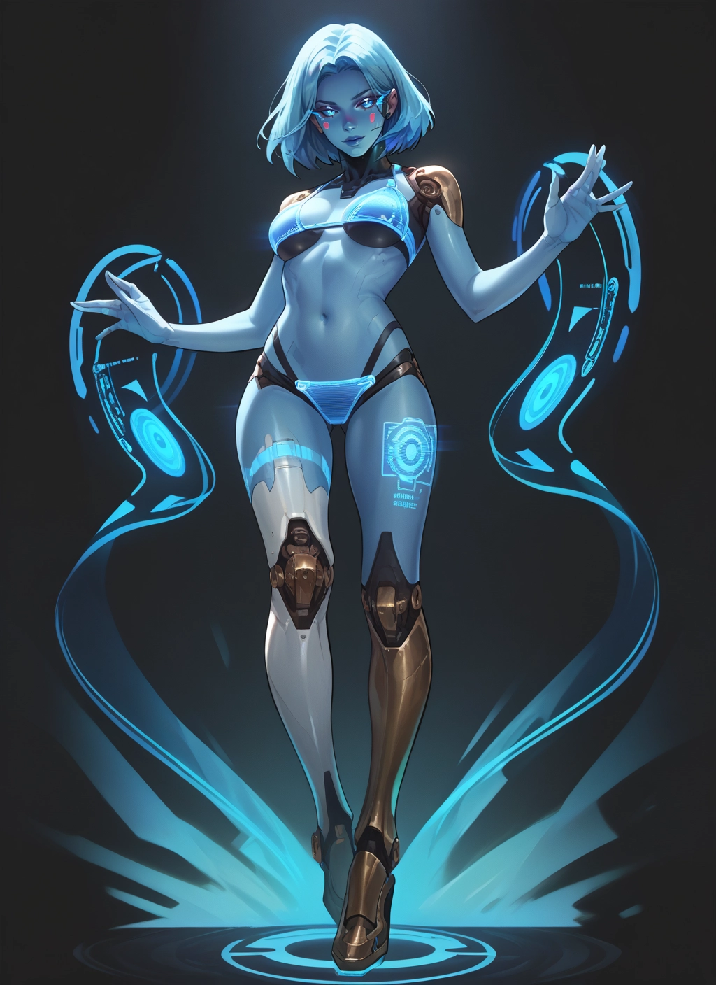 1girl, solo, breasts, blue eyes, navel, short hair · Yamete.gg