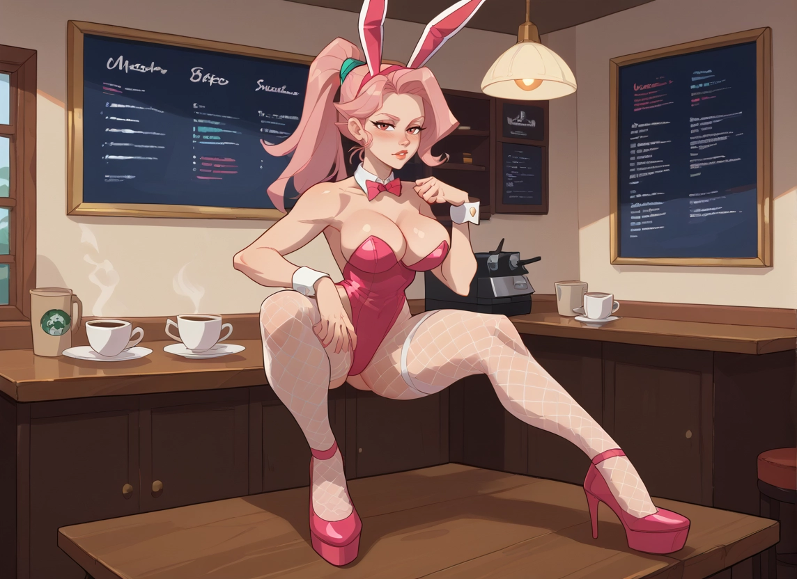 1girl, animal ears, rabbit ears, playboy bunny, breasts, fishnets · Yamete.gg