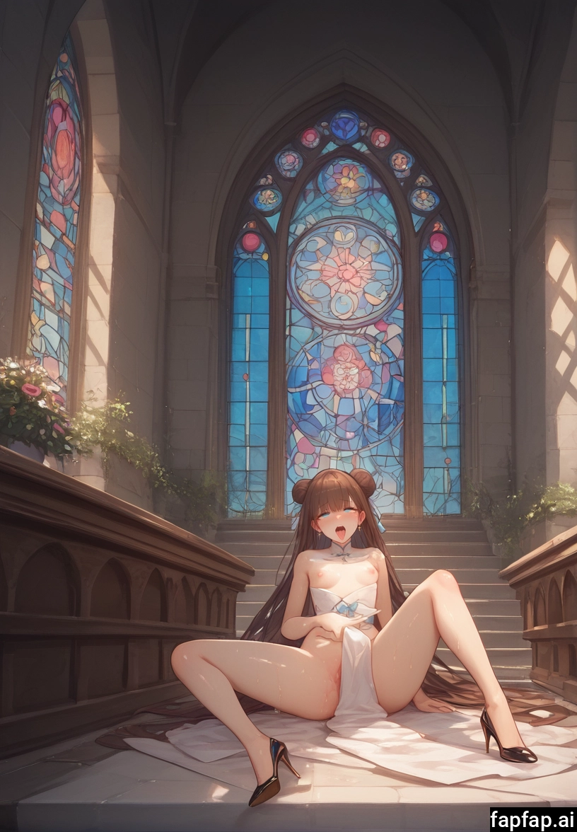 1girl, double bun, solo, breasts, high heels, hair bun · Yamete.gg